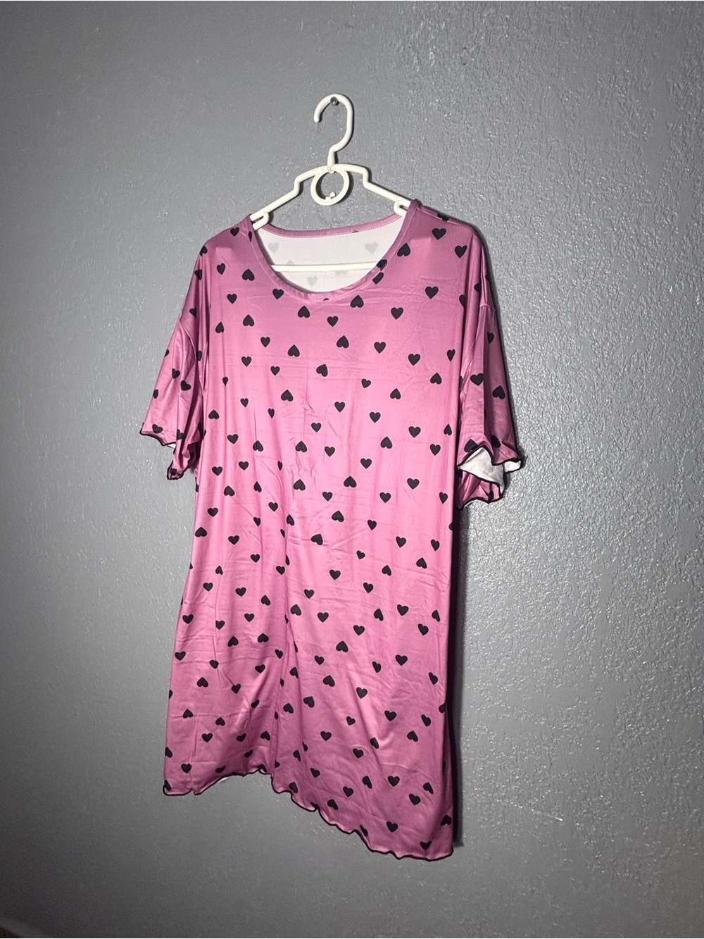 Girls' Pink Heart Print Short Sleeve Dress